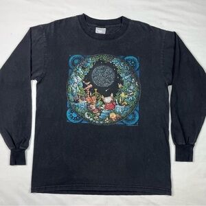 Vtg Astrologer Long Sleeve T-Shirt Sz Medium 90s Faded Black B6